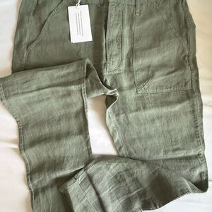 Frame Denim Olive Cropped Linen Pants
